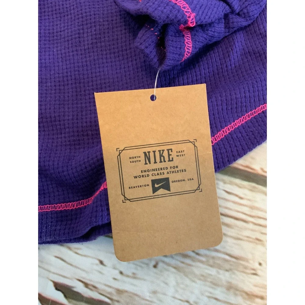 NWT Nike Girls Electro Purple Thermal Waffle Knit Hoodie Pink Stitching M‎